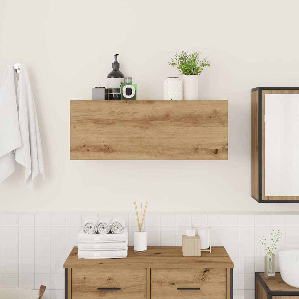 Mobiletto da Bagno Rovere Artigianale 80x25x30 cm in Truciolato