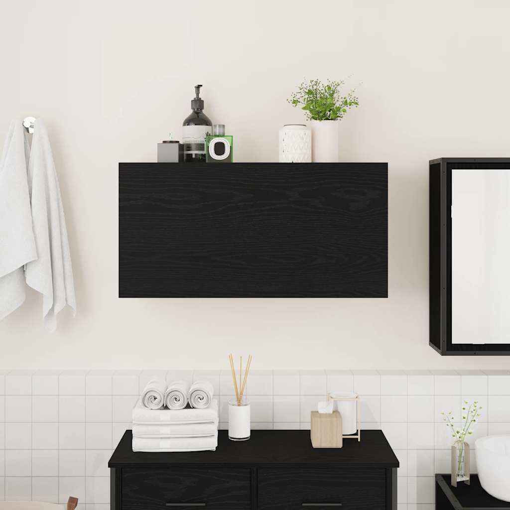 Mobile da Bagno a Parete Nero 80x25x40 cm in Truciolato