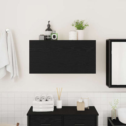 Mobile da Bagno a Parete Nero 80x25x40 cm in Truciolato