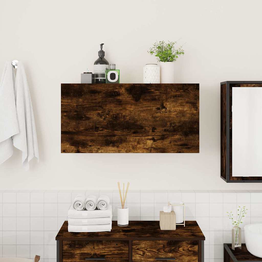 Mobile da Bagno a Parete Rovere Fumo 80x25x40 cm in Truciolato
