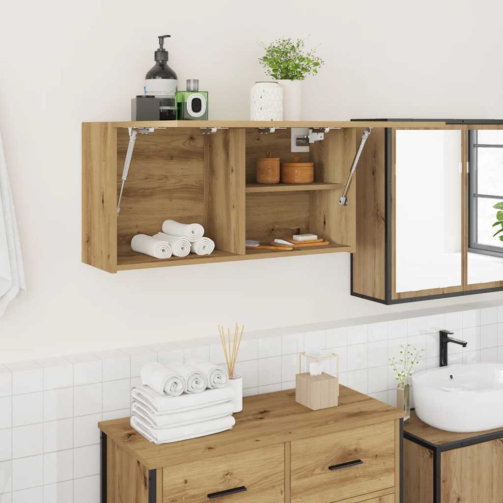 Mobiletto da Bagno Rovere Artigianale 80x25x40 cm in Truciolato