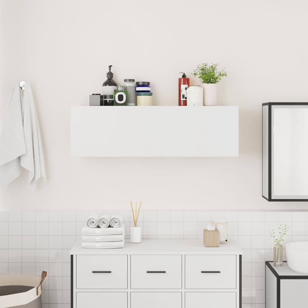 Mobile da Bagno a Parete Bianco 100x25x30 cm in Truciolato