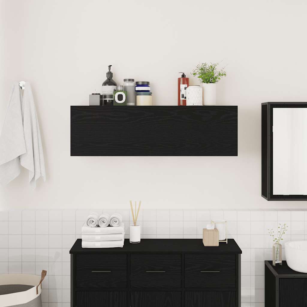 Mobile da Bagno a Parete Nero 100x25x30 cm in Truciolato