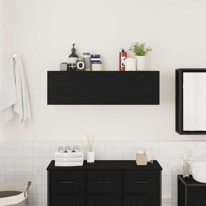Mobile da Bagno a Parete Nero 100x25x30 cm in Truciolato