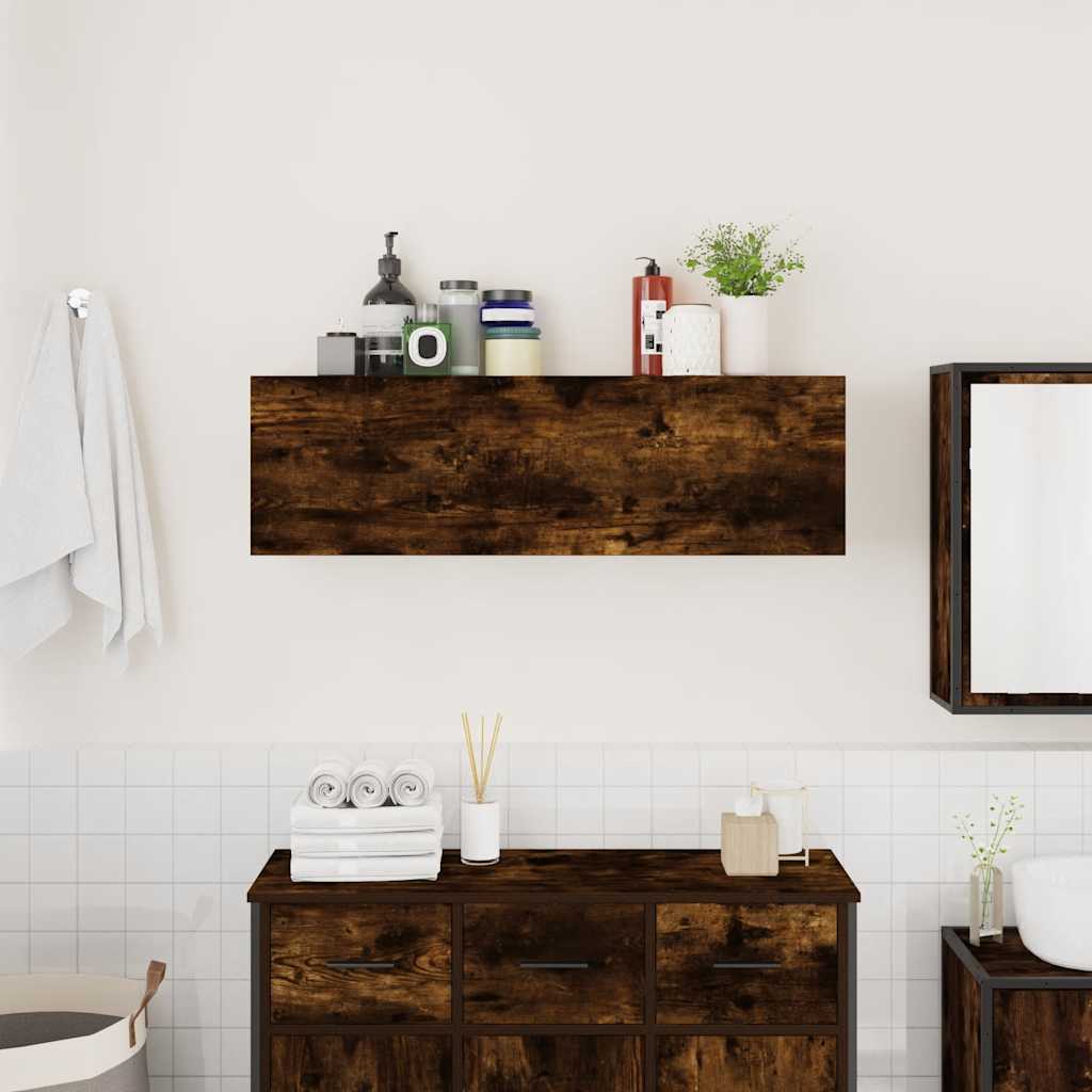 Armadietto Bagno Rovere Fumo 100x25x30 cm in Truciolato
