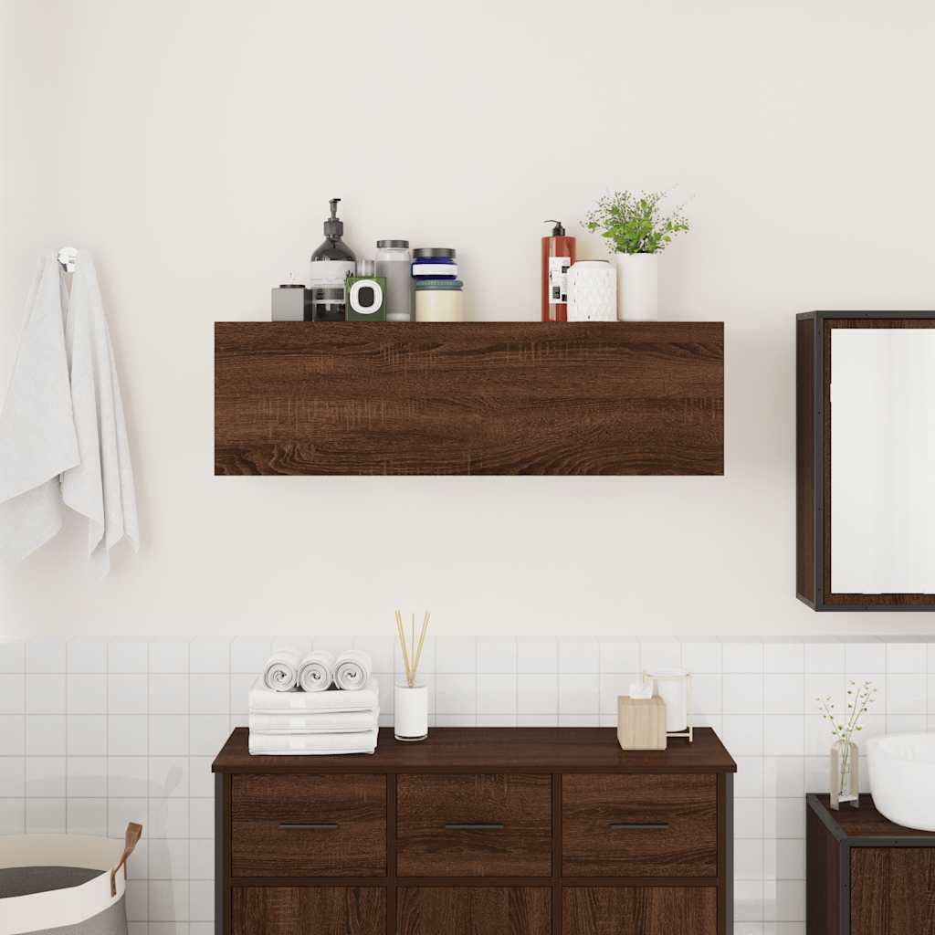 Armadietto Bagno Rovere Marrone 100x25x30 cm in Truciolato