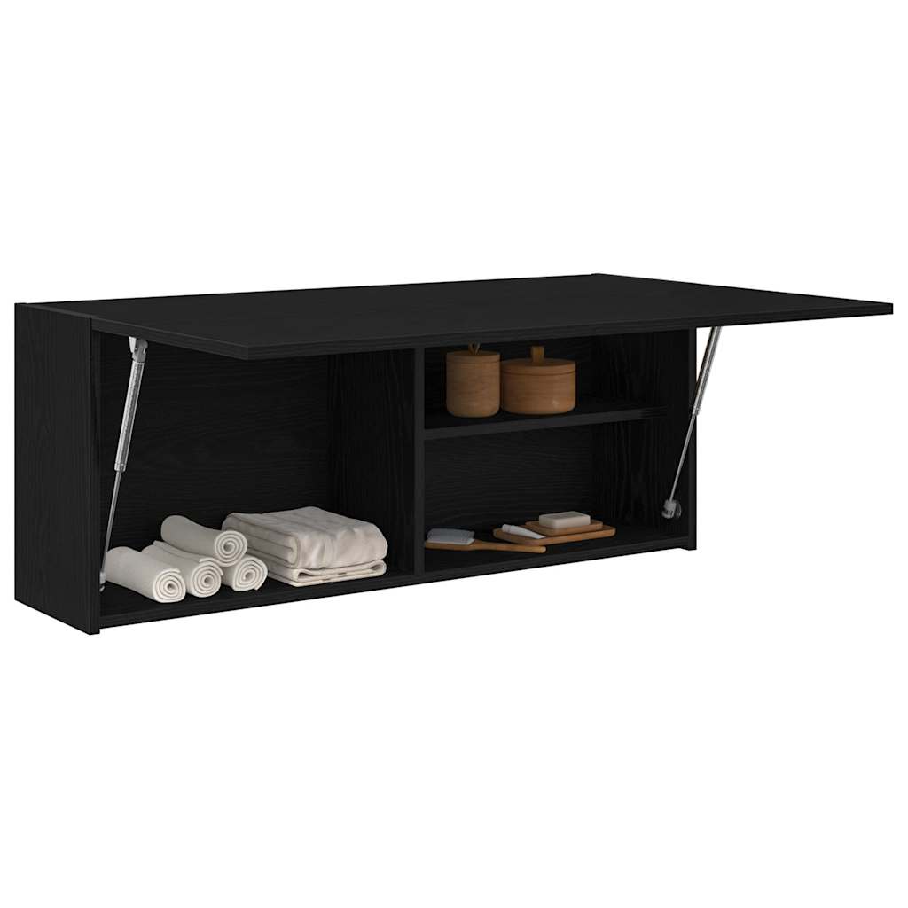 Mobile da Bagno a Parete Nero 100x25x40 cm in Truciolato