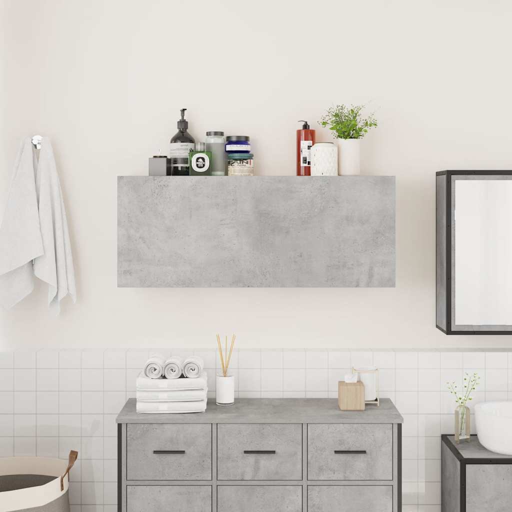 Armadietto da Bagno Grigio Cemento 100x25x40 cm in Truciolato