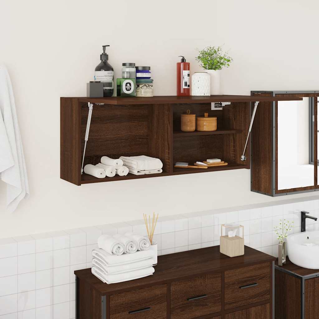 Armadietto Bagno Rovere Marrone 100x25x40 cm in Truciolato