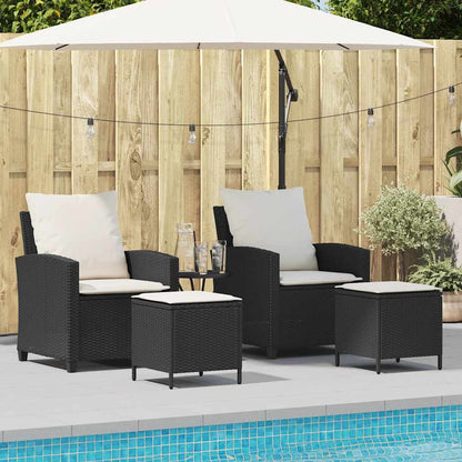 Set Divani da Giardino 4 pz con Cuscini Nero in Polyrattan