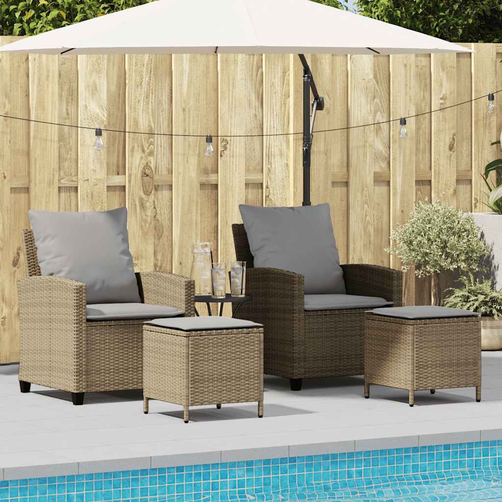 Set Divano da Giardino 4 pz con Cuscini Beige in Polyrattan