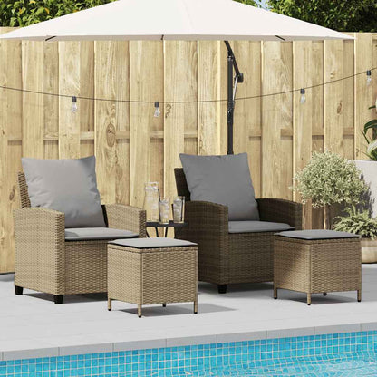 Set Divano da Giardino 4 pz con Cuscini Beige in Polyrattan