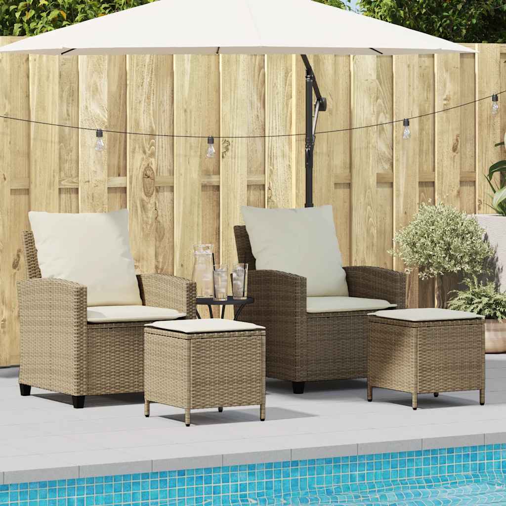 Set Divano da Giardino 4 pz con Cuscini Beige in Polyrattan