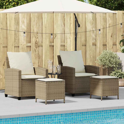 Set Divano da Giardino 4 pz con Cuscini Beige in Polyrattan