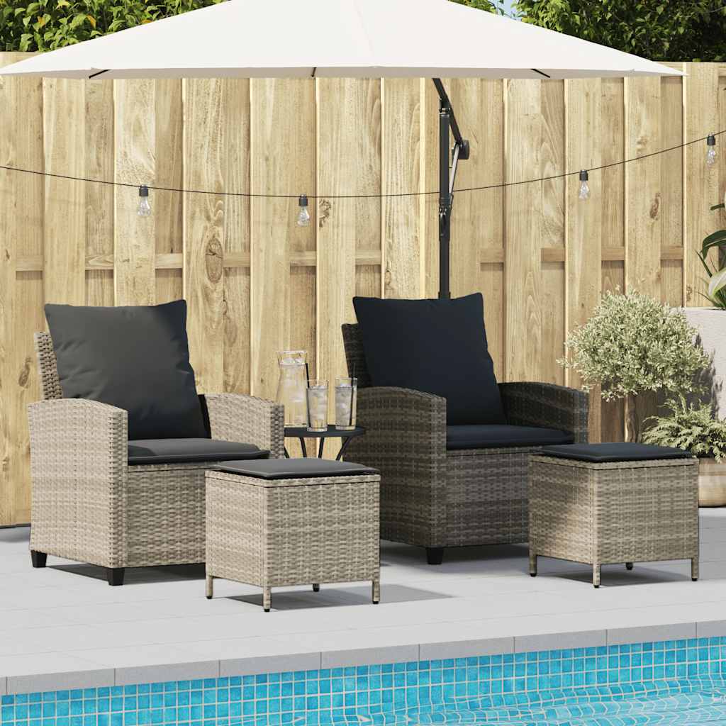 Set Divano da Giardino 4pz con Cuscini Grigio Chiaro Polyrattan