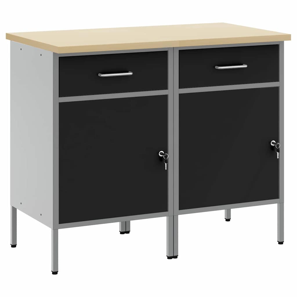 Mobile da lavoro 2 pcs Nero e Grigio 100 x 55 x 85 cm