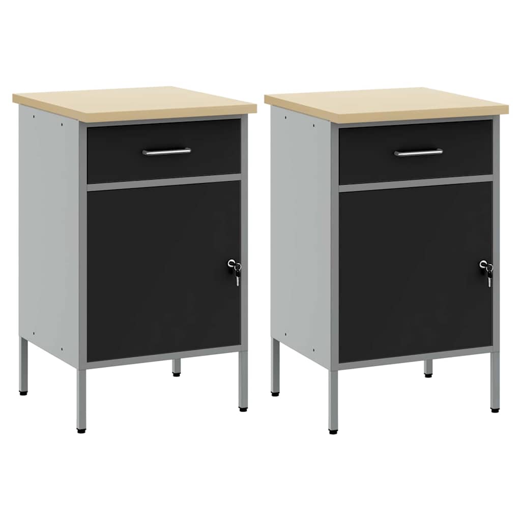 Mobile da lavoro 2 pcs Nero e Grigio 100 x 55 x 85 cm