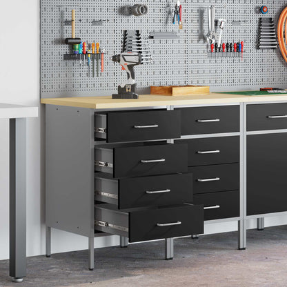 Mobile da lavoro con ruota 2 pcs Nero e Grigio 100 x 55 x 85 cm