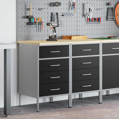 Mobile da lavoro con ruota 2 pcs Nero e Grigio 100 x 55 x 85 cm
