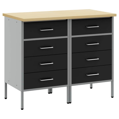 Mobile da lavoro con ruota 2 pcs Nero e Grigio 100 x 55 x 85 cm