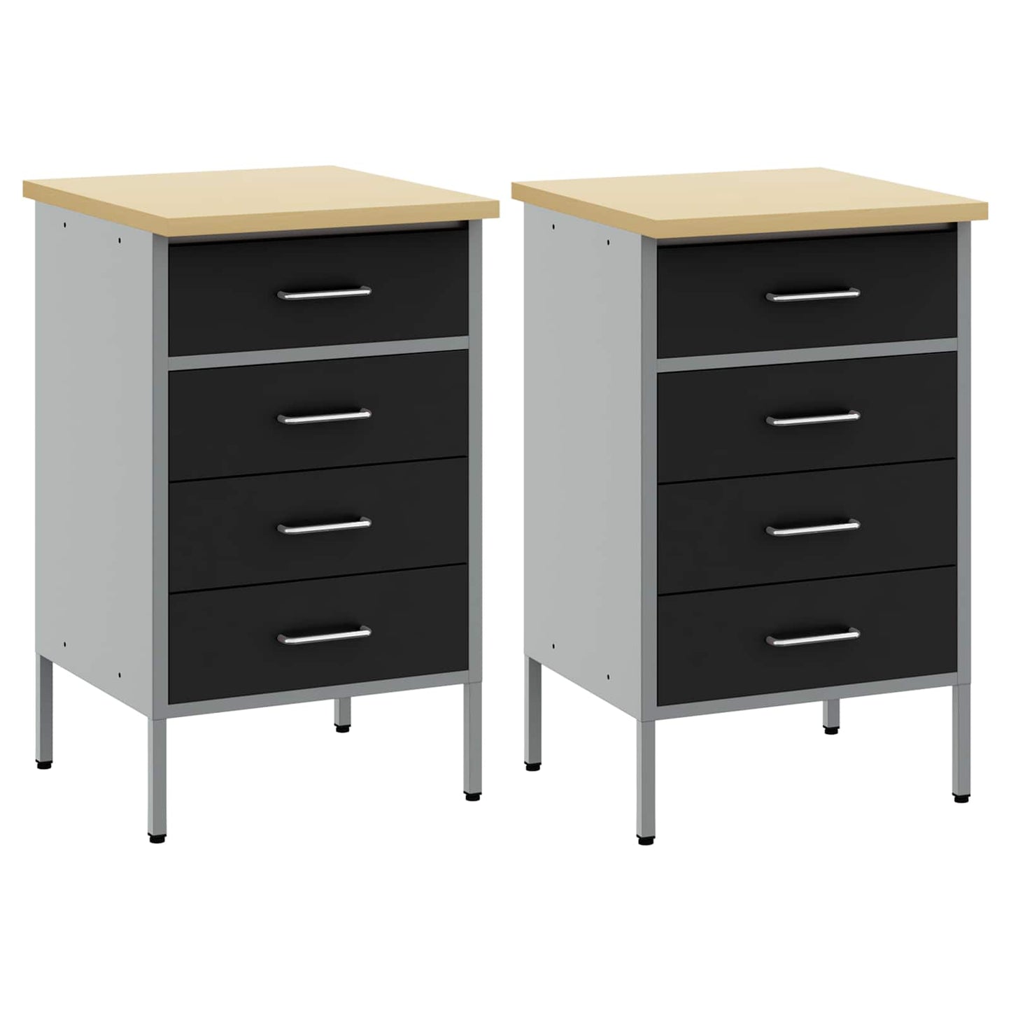 Mobile da lavoro con ruota 2 pcs Nero e Grigio 100 x 55 x 85 cm