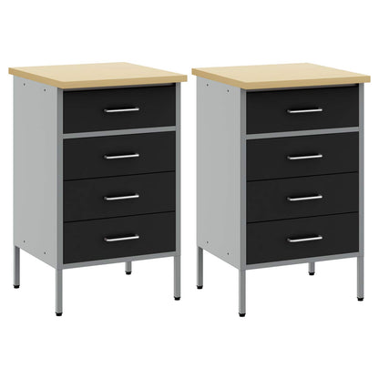 Mobile da lavoro con ruota 2 pcs Nero e Grigio 100 x 55 x 85 cm