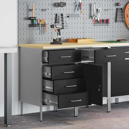 Mobile da lavoro con ruota 2 pcs Nero e Grigio 75 x 45 x 85 cm