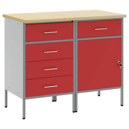 Mobile da lavoro con ruota 2 pcs Rosso e Grigio 75 x 45 x 85 cm