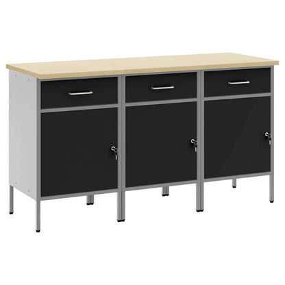 Mobile da lavoro 3 pcs Nero e Grigio 150 x 55 x 85 cm