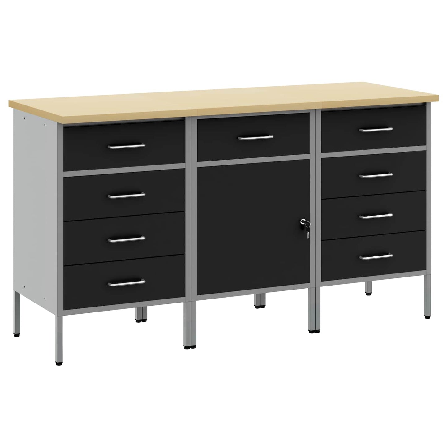 Mobile da lavoro 3 pcs Nero e Grigio 150 x 55 x 85 cm