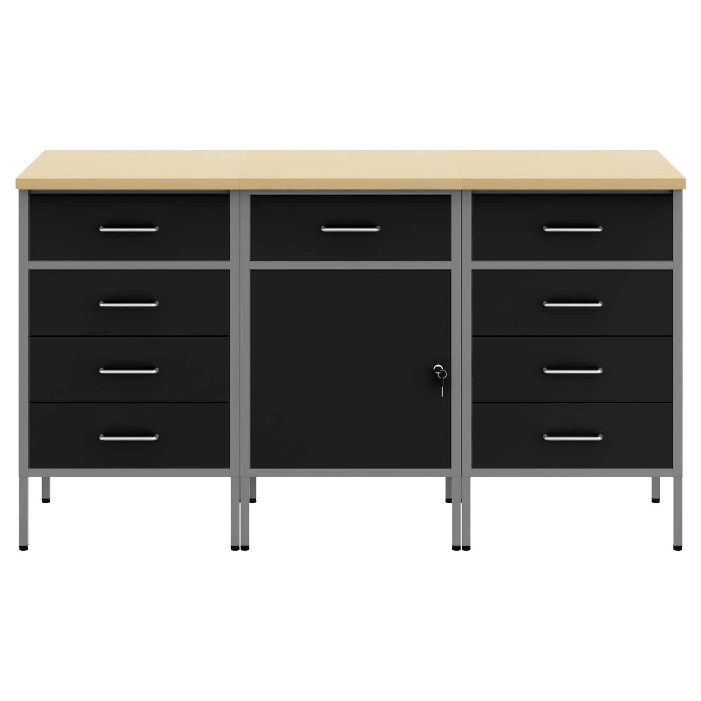 Mobile da lavoro 3 pcs Nero e Grigio 150 x 55 x 85 cm