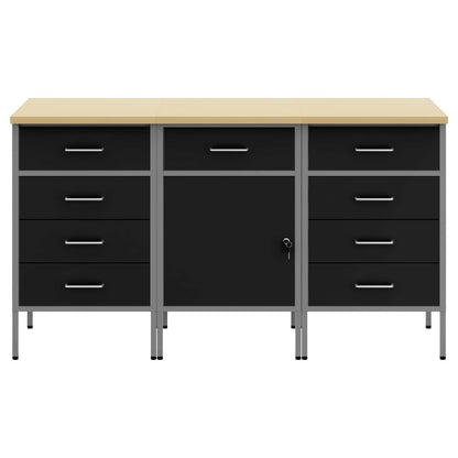 Mobile da lavoro 3 pcs Nero e Grigio 150 x 55 x 85 cm