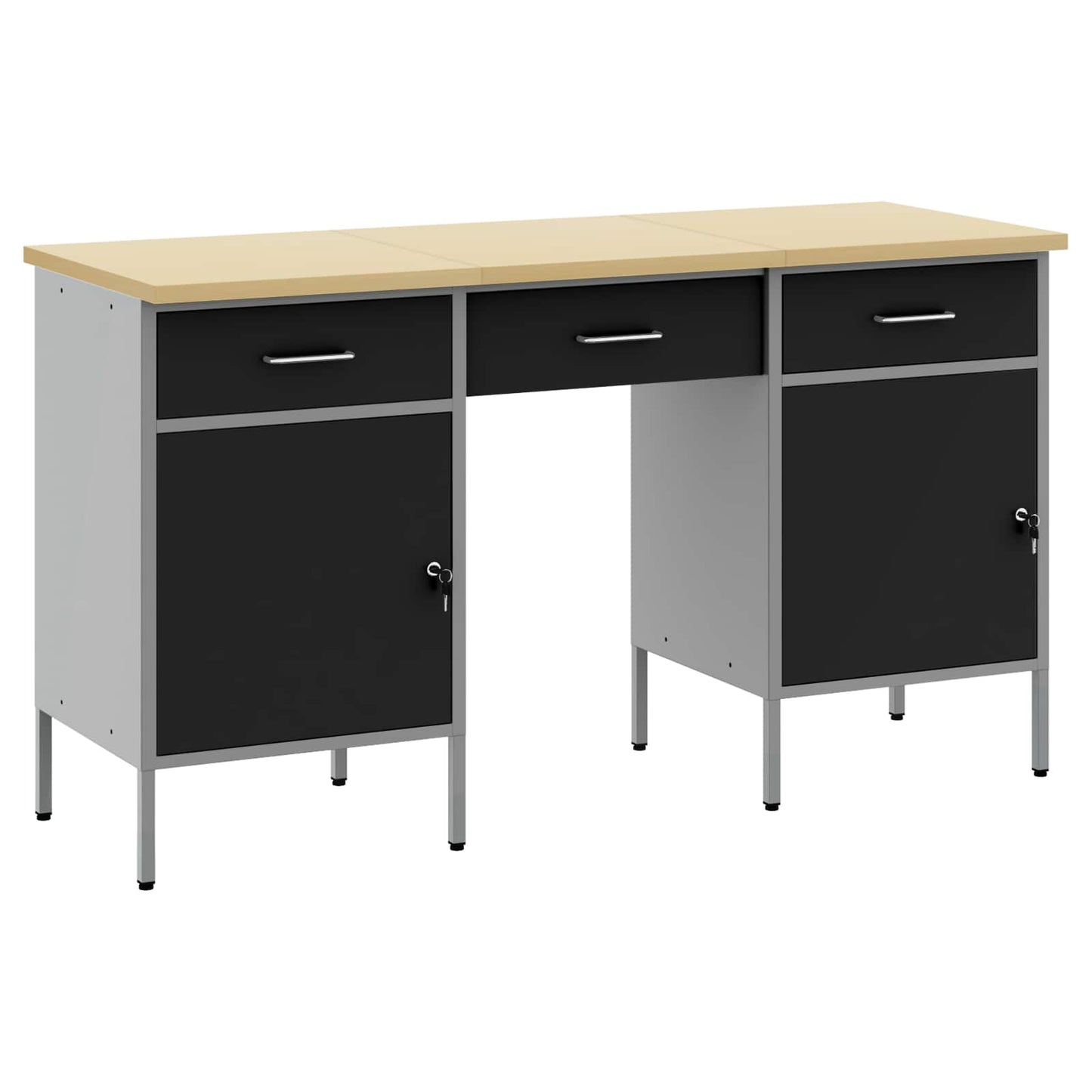 Mobile da lavoro con cassetto 3 pcs Nero 150 x 55 x 85 cm