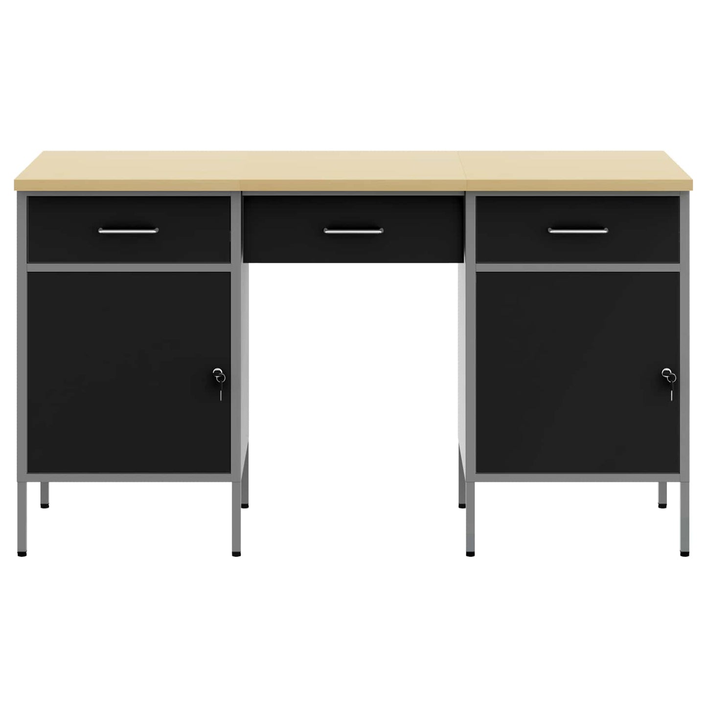 Mobile da lavoro con cassetto 3 pcs Nero 150 x 55 x 85 cm