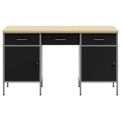 Mobile da lavoro con cassetto 3 pcs Nero 150 x 55 x 85 cm