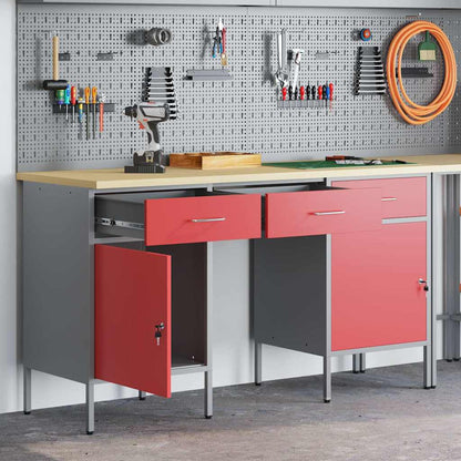 Mobile da lavoro con cassetto 3 pcs Rosso 150 x 55 x 85 cm