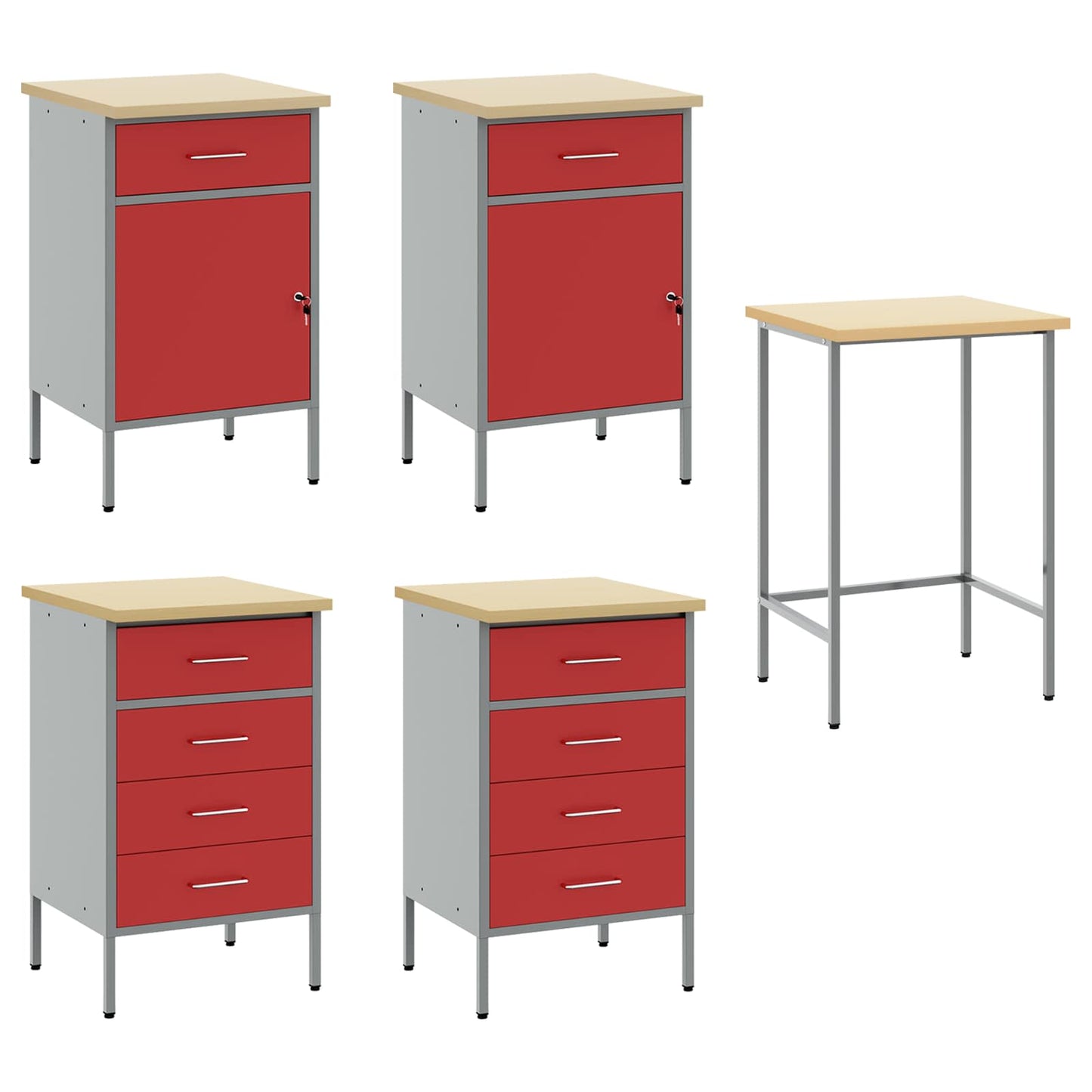 Mobile da lavoro con cassetto 3 pcs Rosso 150 x 55 x 85 cm