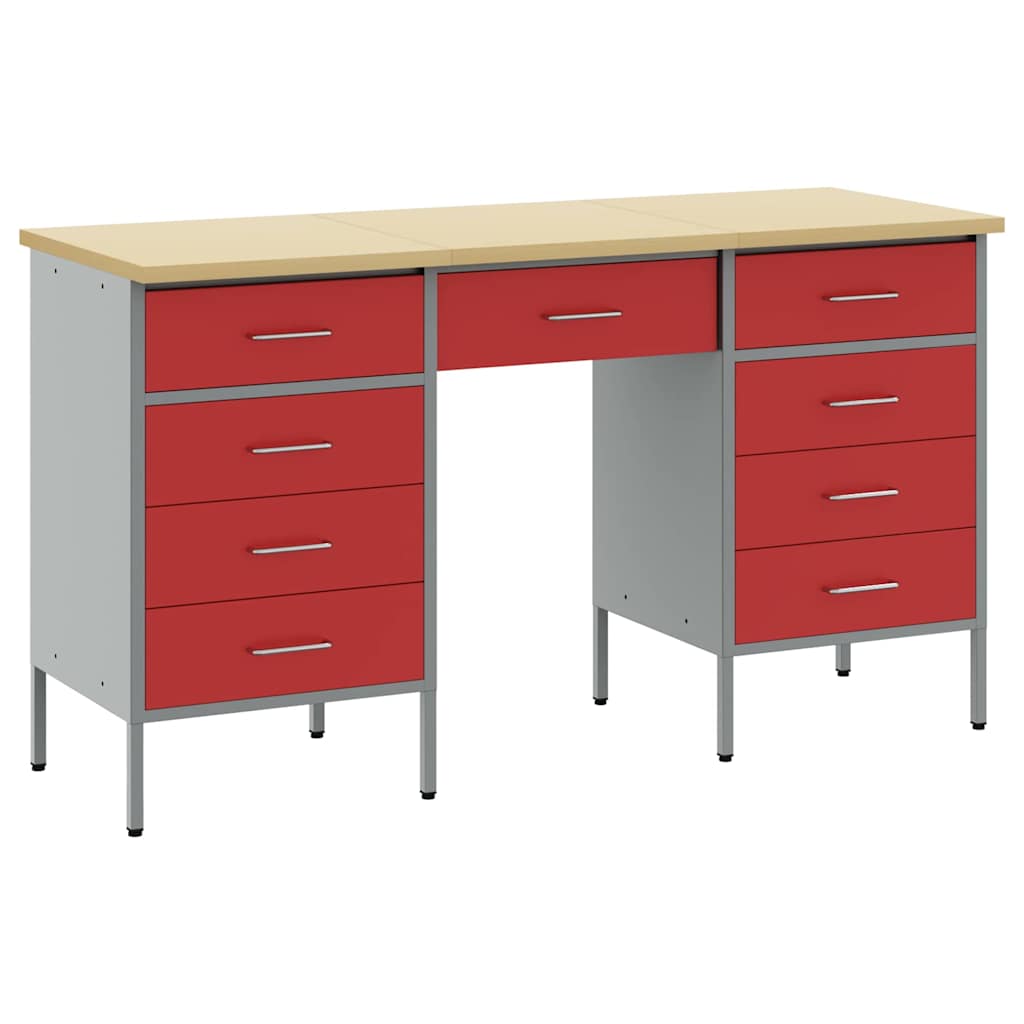 Mobile da lavoro con cassetto 3 pcs Rosso 150 x 55 x 85 cm