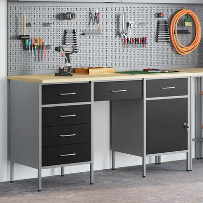 Mobile da lavoro con cassetto 3 pcs Nero 150 x 55 x 85 cm