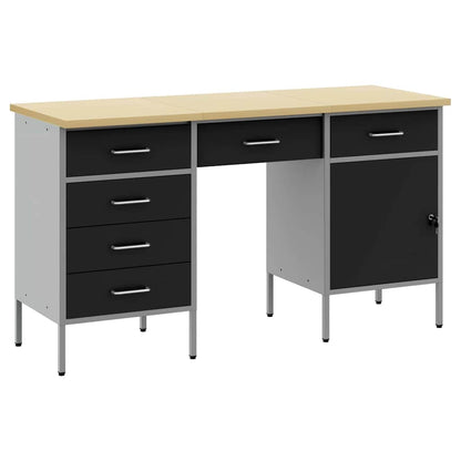 Mobile da lavoro con cassetto 3 pcs Nero 150 x 55 x 85 cm