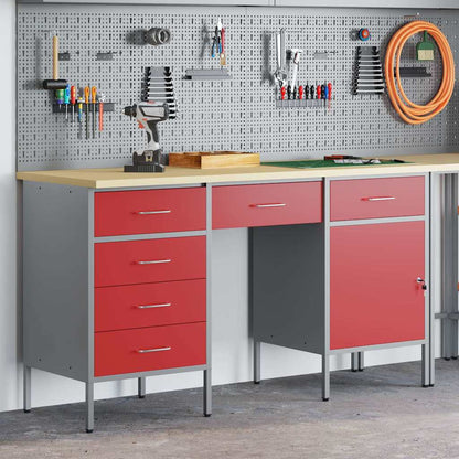 Mobile da lavoro con cassetto 3 pcs Rosso 150 x 55 x 85 cm
