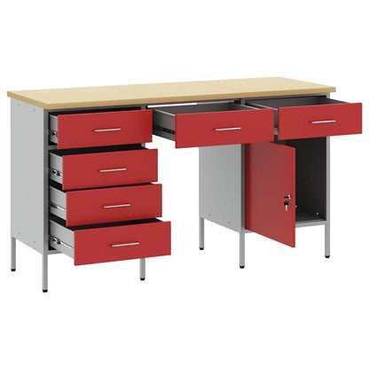 Mobile da lavoro con cassetto 3 pcs Rosso 150 x 55 x 85 cm