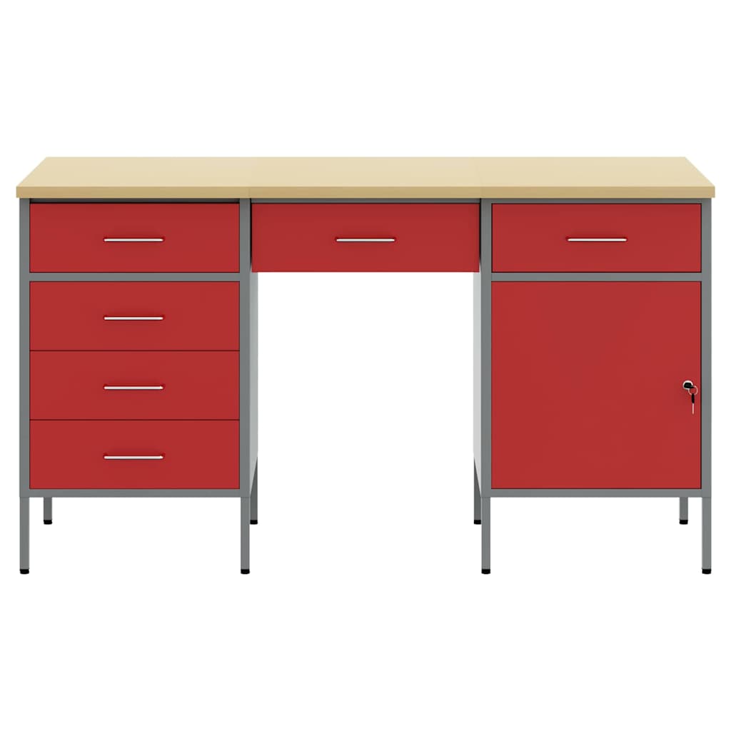 Mobile da lavoro con cassetto 3 pcs Rosso 150 x 55 x 85 cm