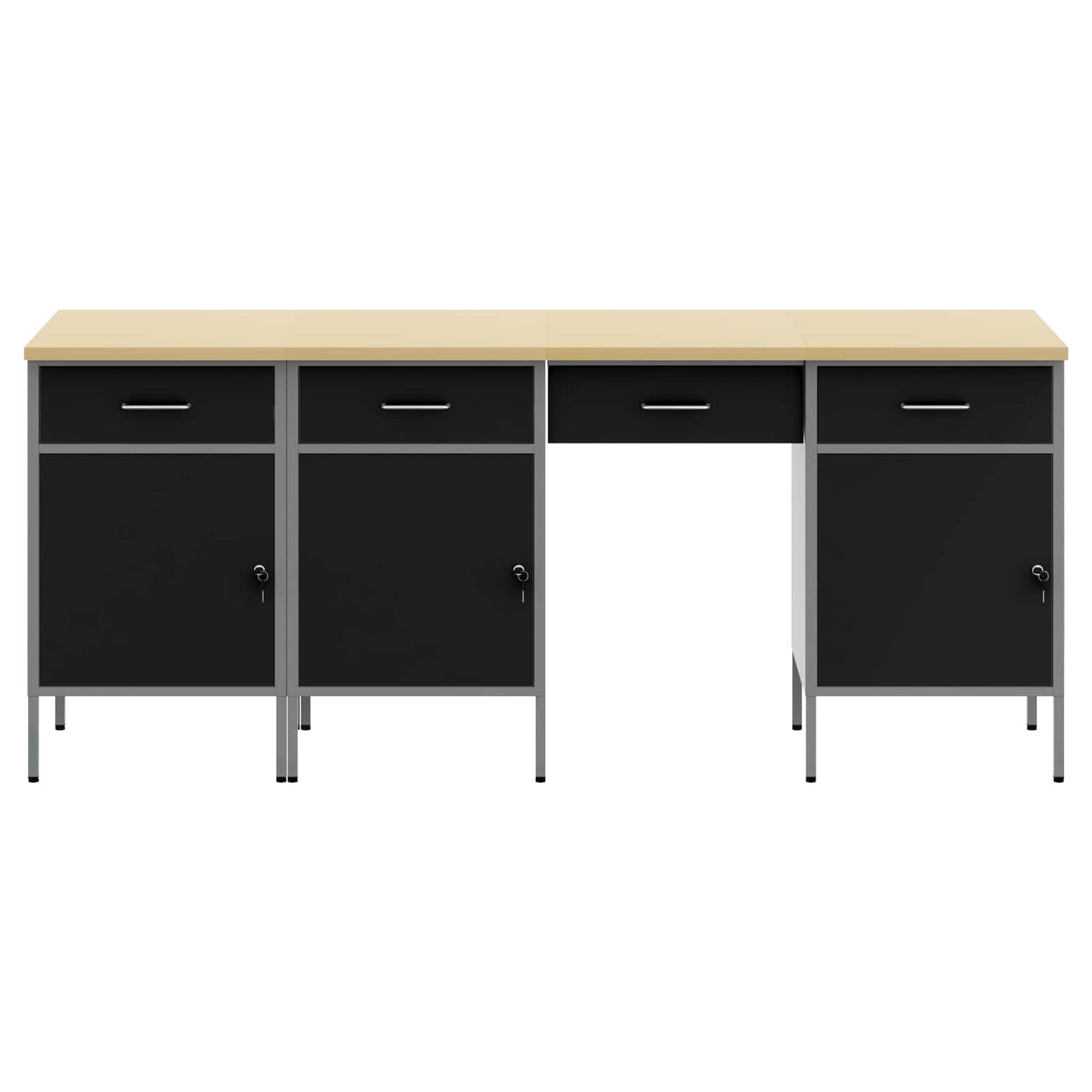 Mobile da lavoro con cassetto 4 pcs Nero 200 x 55 x 85 cm
