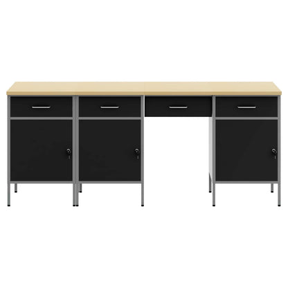 Mobile da lavoro con cassetto 4 pcs Nero 200 x 55 x 85 cm