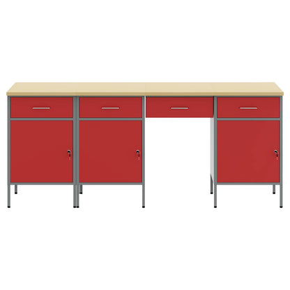 Mobile da lavoro con cassetto 4 pcs Rosso 200 x 55 x 85 cm