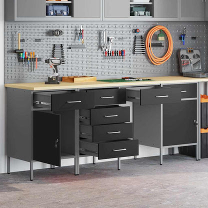 Mobile da lavoro con cassetto 4 pcs Nero 200 x 55 x 85 cm
