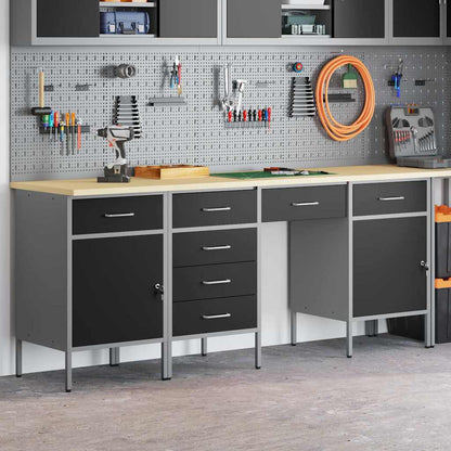 Mobile da lavoro con cassetto 4 pcs Nero 200 x 55 x 85 cm