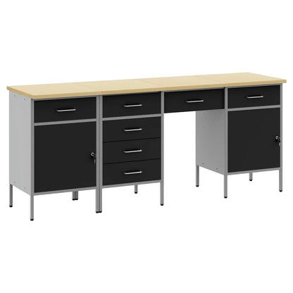 Mobile da lavoro con cassetto 4 pcs Nero 200 x 55 x 85 cm