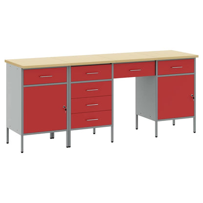 Mobile da lavoro con cassetto 4 pcs Rosso 200 x 55 x 85 cm